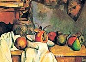 Buruşturulmuş Örtü, Vazo Ve Meyve Tabağı / Paul Cezanne (CPA 011-50x70) (Çerçevesiz)
