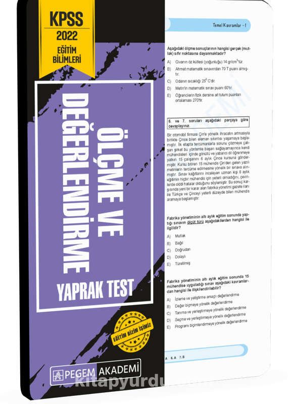 2022 KPSS Eğitim Bilimleri Ölçme ve Değerlendirme Yaprak Test