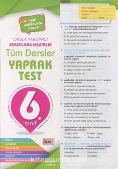 6. Sınıf Tüm Dersler Yaprak Test