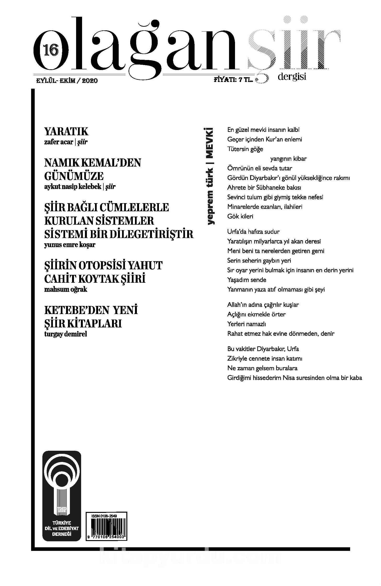 Olağan Şiir Dergisi Sayı:16 Eylül-Ekim 2020