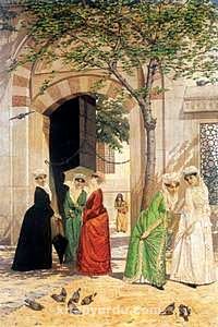 Cami Önünde Kadınlar / Osman Hamdi Bey (OHB 012-30x45) (Çerçevesiz)