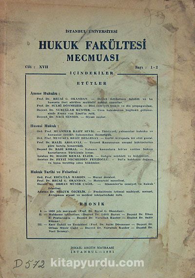 Hukuk Fakültesi Mecmuası (Kod:1-A-27)