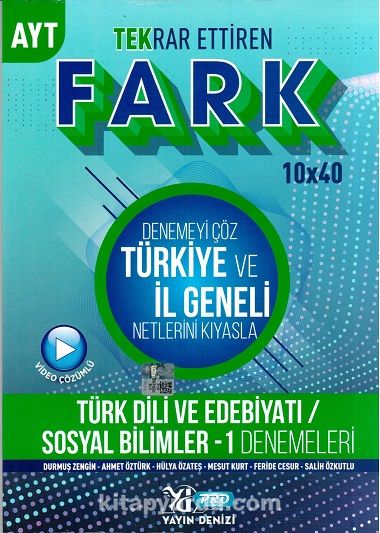 AYT Türk Dili ve Edebiyatı Sosyal Bilimler 1 Fark 10x40 Tekrar Ettiren Denemeleri