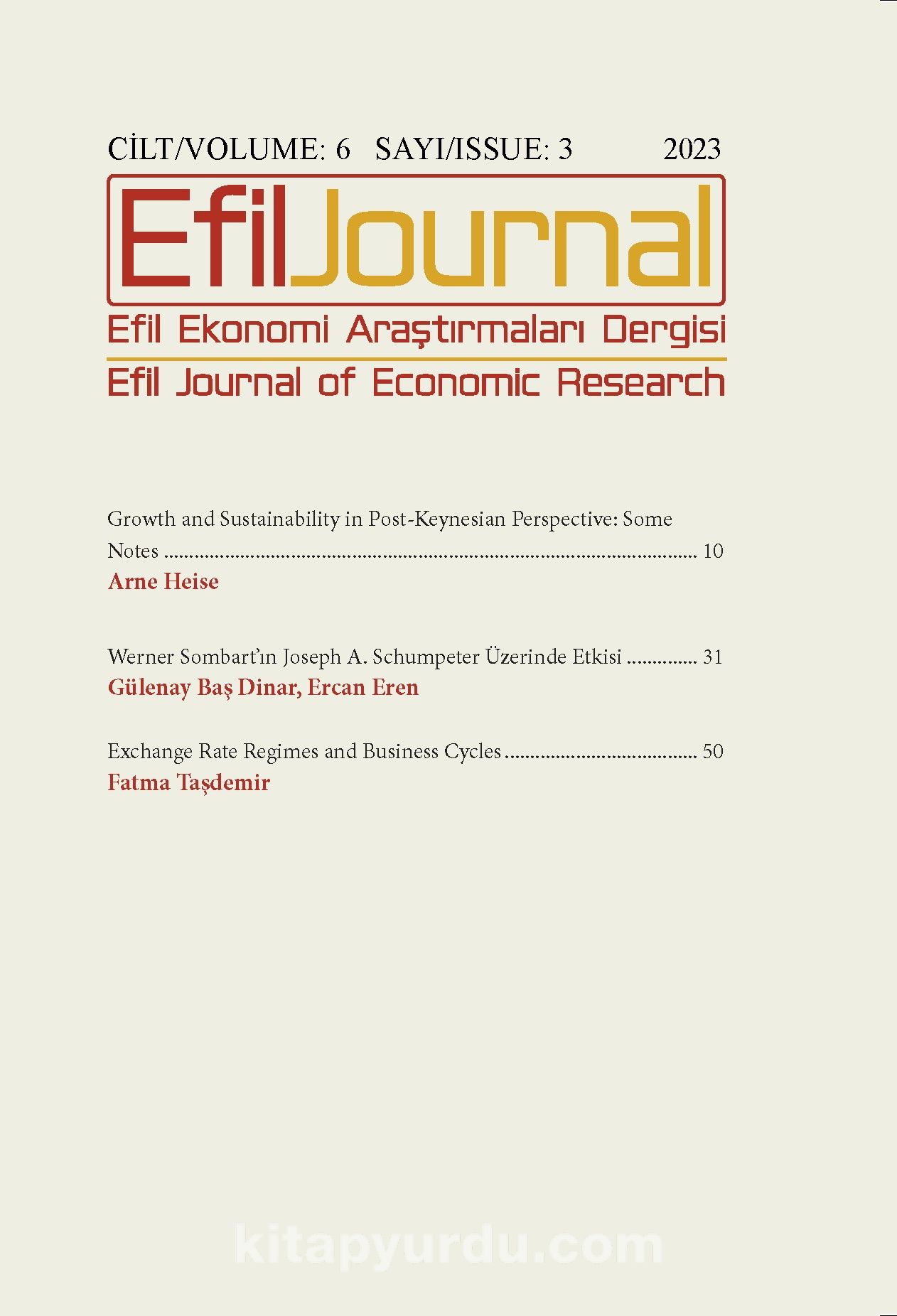 Efil Ekonomi Araştırmaları Dergisi; Cilt: 6 Sayı:3